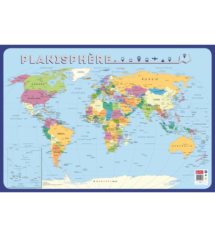 BOUCHUT Poster pédagogique Planisphère 52 x 76 cm • Toutlescolaire.com